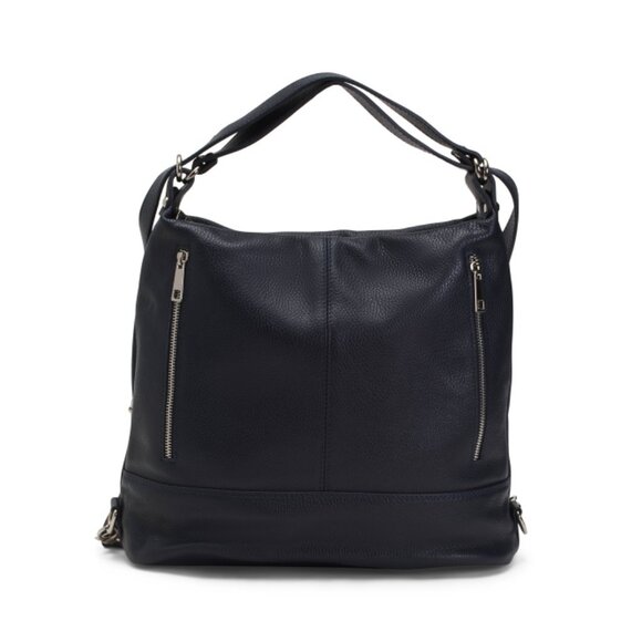 VIOLA CASTELLANI Blue Notte Made In Italy Leather Hobo Backpack